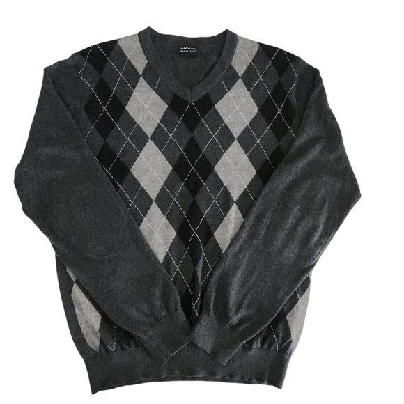 Hörst Dusseldorf Argyle V-Neck Sweater merino blend– Medium - Picture 4 of 12